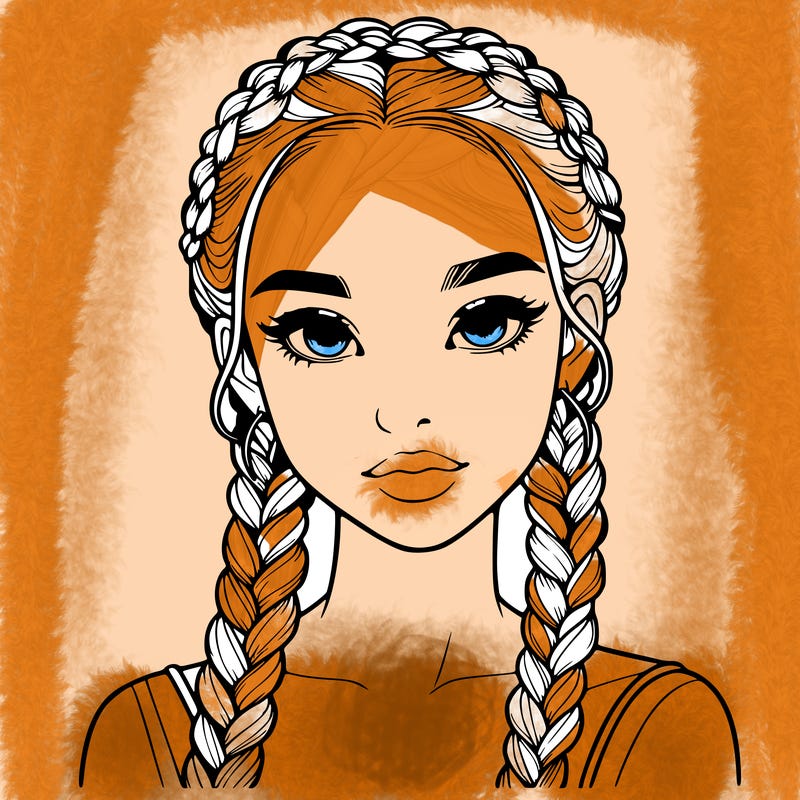 realistic girl with braids