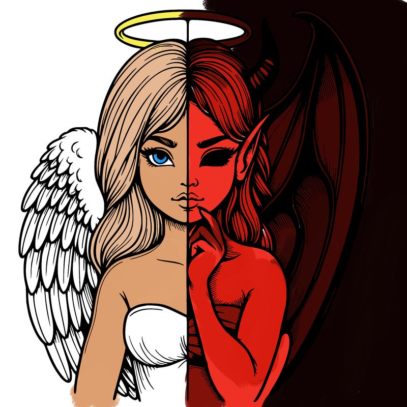 realistic angel half demon