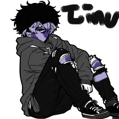 a male hoddie ripped jeans messy hair anime