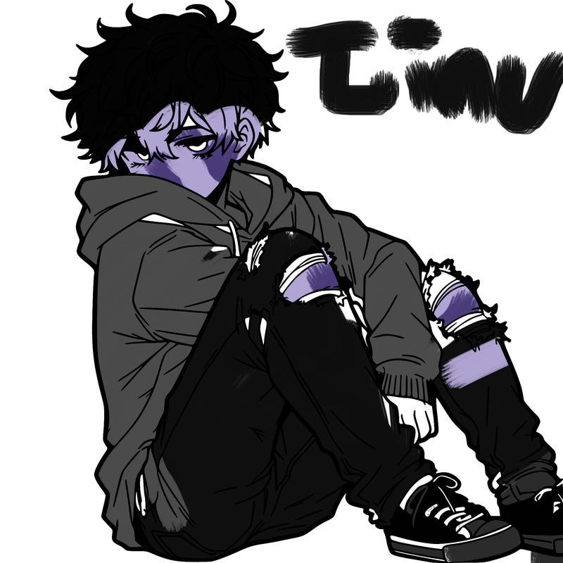 a male hoddie ripped jeans messy hair anime