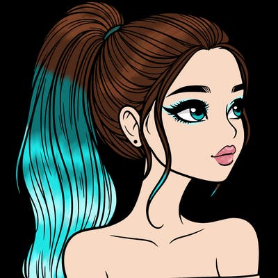 a beautiful and realistic girl with a high pony tail