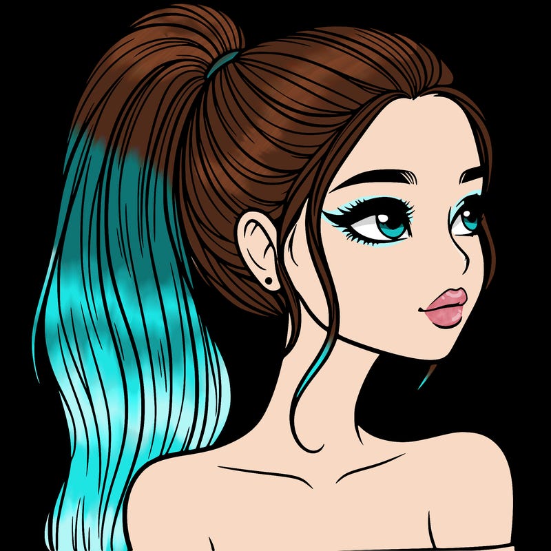 a beautiful and realistic girl with a high pony tail