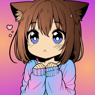 shy anime catgirl