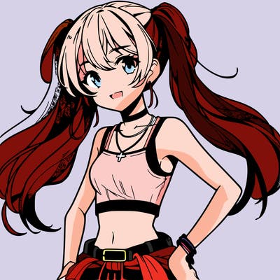 anime girl wearing crop top