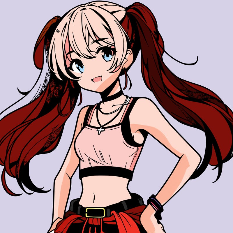 anime girl wearing crop top
