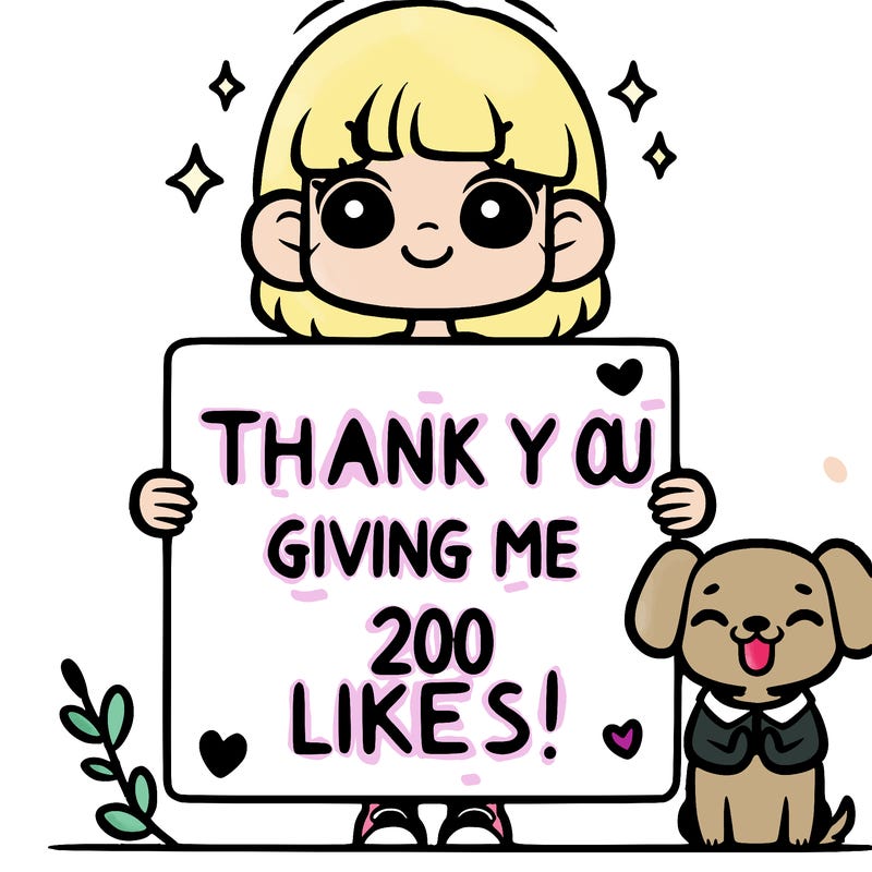 girl and dog holding sign that says thank you for giving me 200 likes !