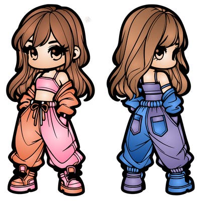 girl in crop top and baggy pants