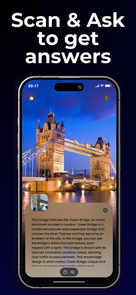 Lens App identifiziert die Tower Bridge in London