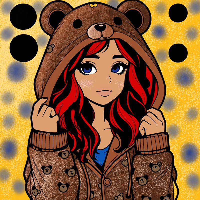 realistic girl in a animal pjs hoodie