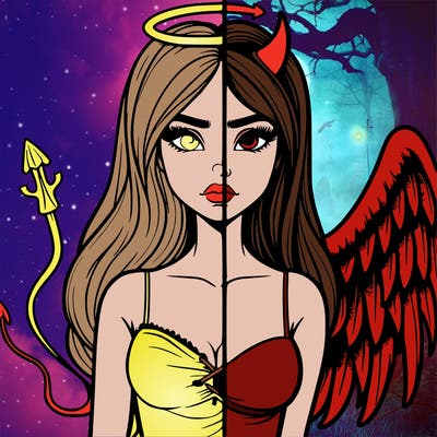 devil vs angel realistic girl