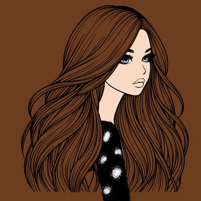 realistic girl with long realistic hair