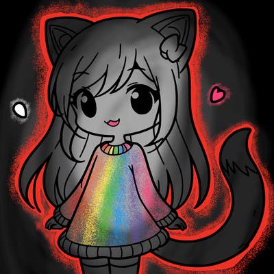 girl with cat ears and tail