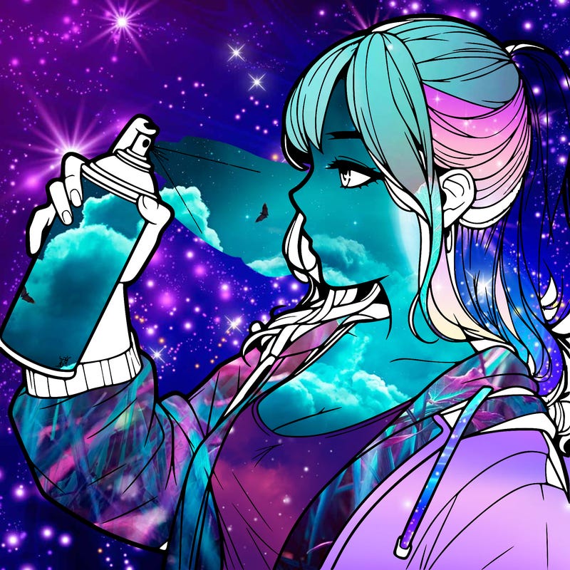 a realistic girl spray, painting