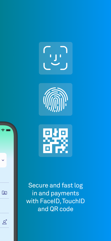 Triodos Bank UK - Triodos Bank UK app interface showing FaceID TouchID and QR code login and payment options