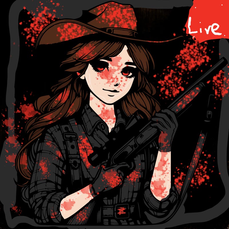 realistic girl with country clothes with a riffle