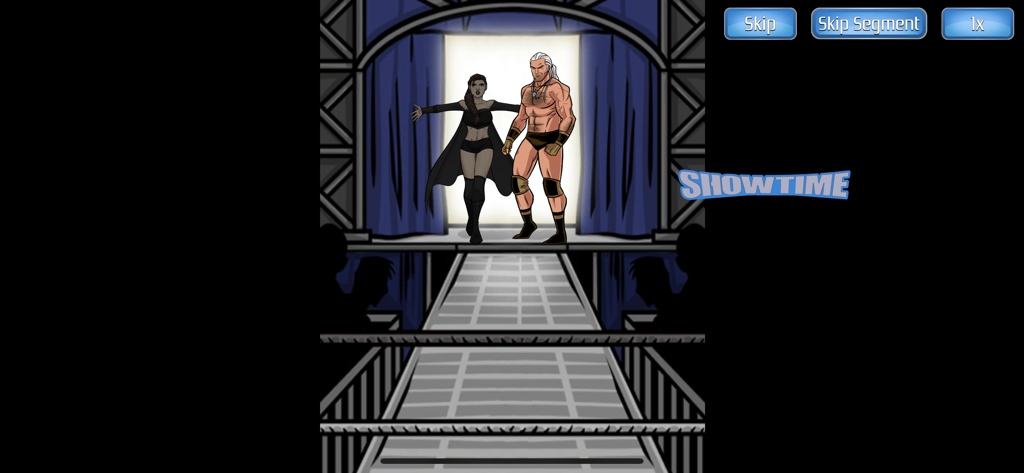Two wrestling characters entering the arena for a show segment