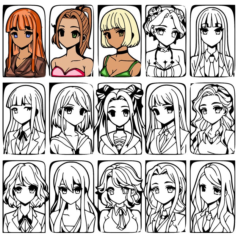 girls that look diffrent anime