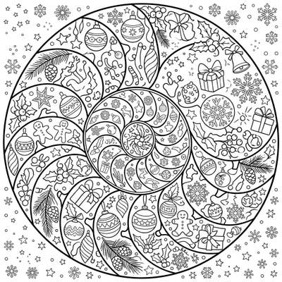 Discover a unique blend of natural wonder and holiday cheer with this stunning Nautilus Spiral Christmas coloring page. Intricately designed for adults and teens, it's packed with festive ornaments, delicate snowflakes, and charming holiday symbols waiting for your creative touch.