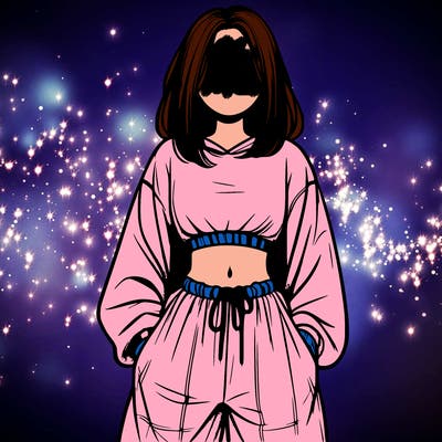 realistic girl faceless with baggy pants and a crop top