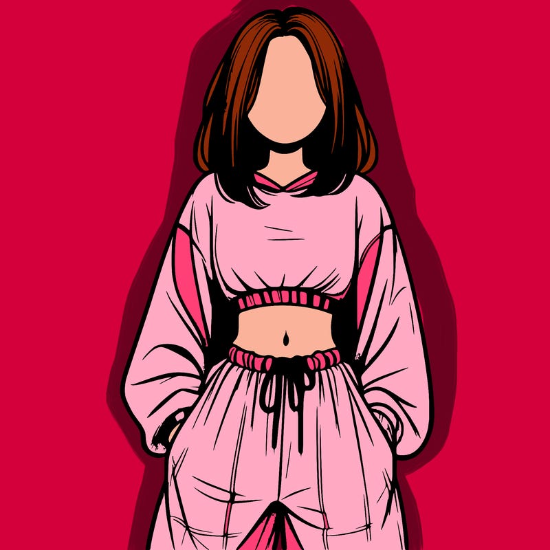 realistic girl faceless with baggy pants and a crop top