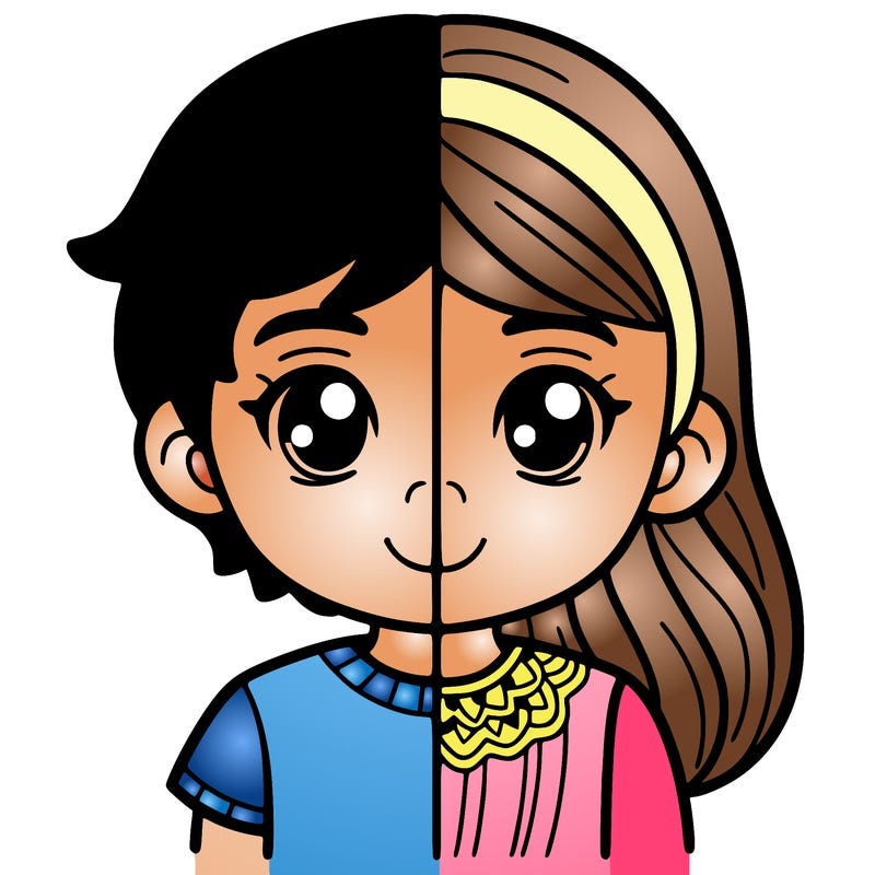 half and half one side boy one side girl