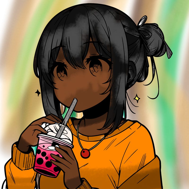 manga character drinking boba