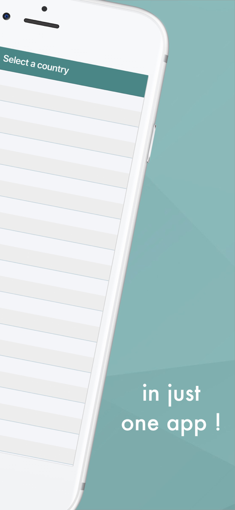 World Radio FM - Live Stations - Screenshot of the World Radio FM app displaying a list to select a country for international radio stations on an iPhone.