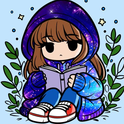girl in oversized hoodie reading a book