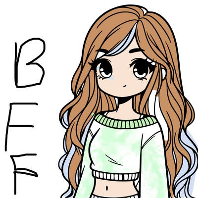 girl with long hair and a crop top with a sweater