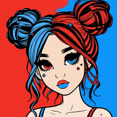 realistic girl with space buns