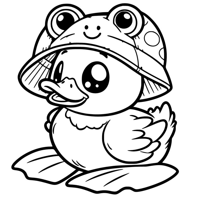 duck with frog hat
