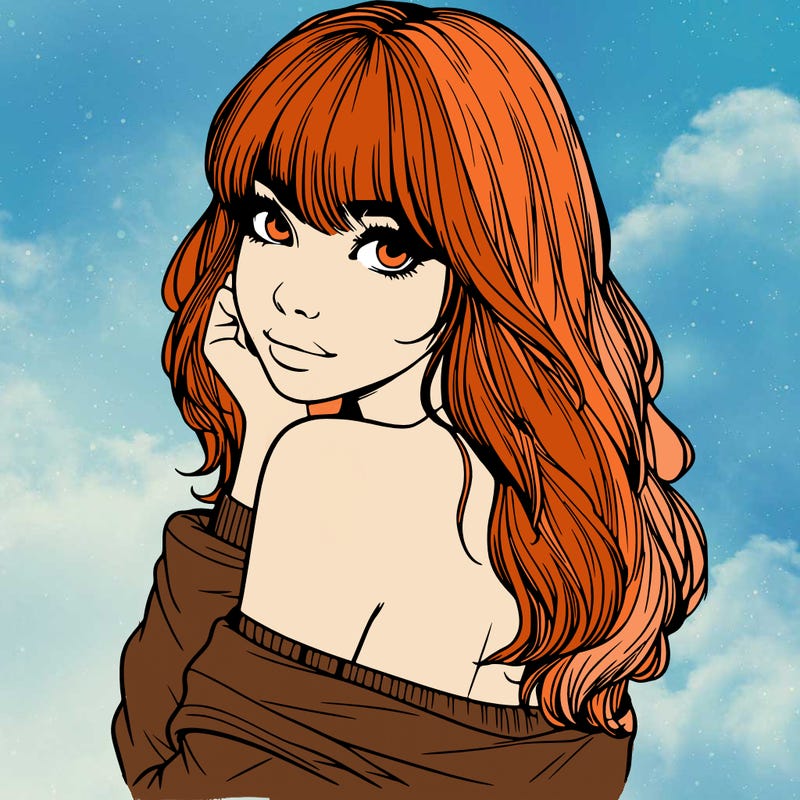 realistic girl with bangs looking over her shoulder