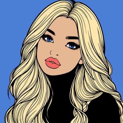 realistic girl with hair on her hair and lips