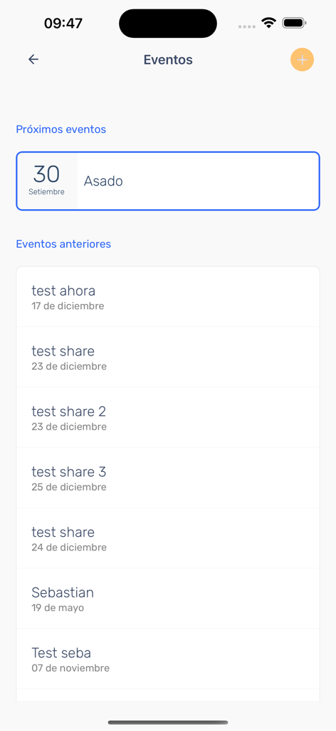 Spotter app screen showing a list of upcoming and past visitor access events