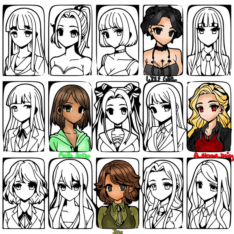 girls that look diffrent anime