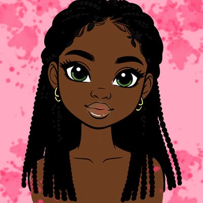 a realistic black girl with braids