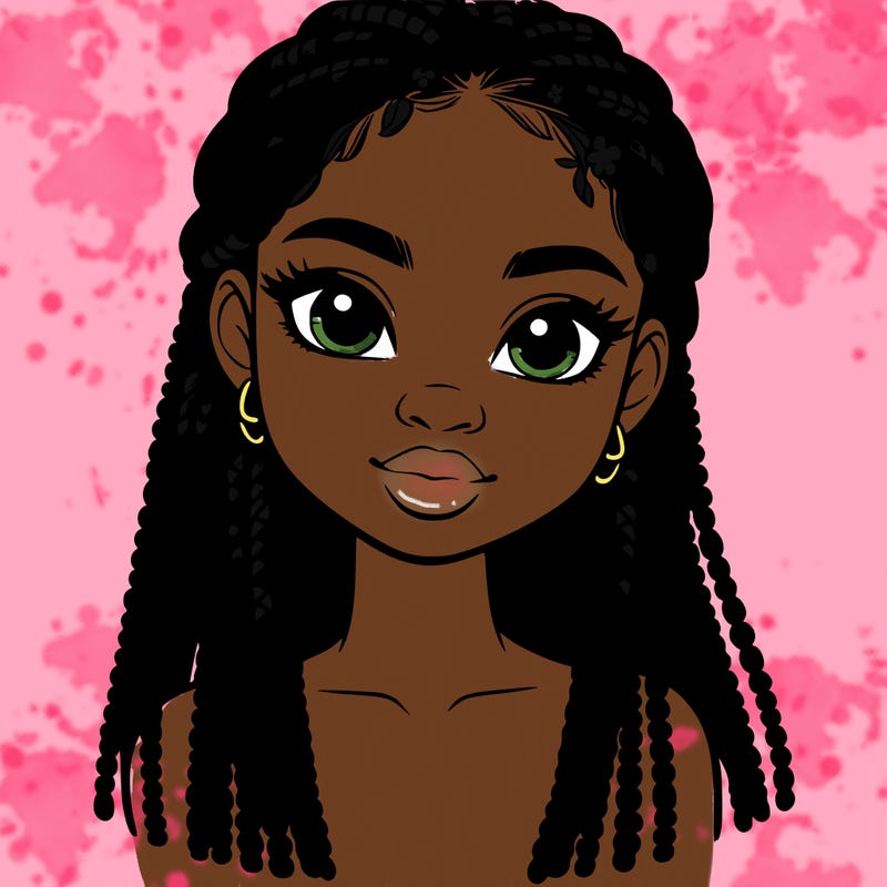a realistic black girl with braids
