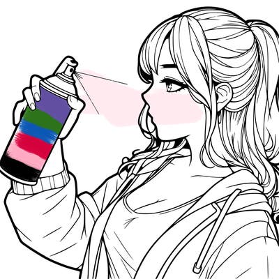 a realistic girl spray, painting