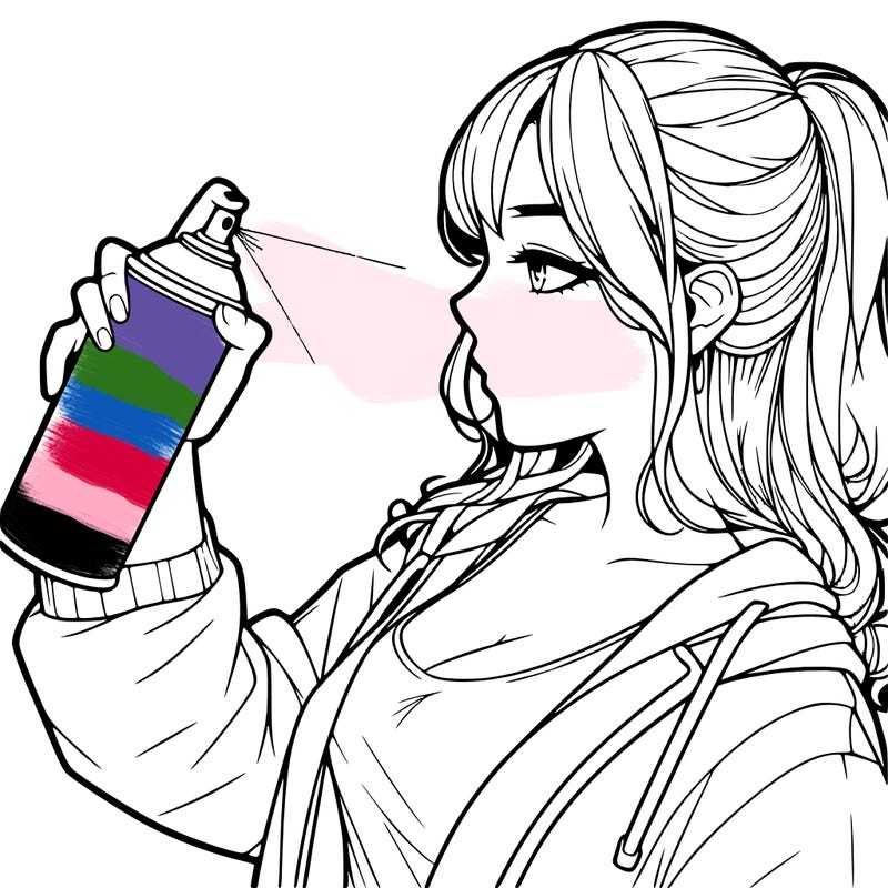 a realistic girl spray, painting