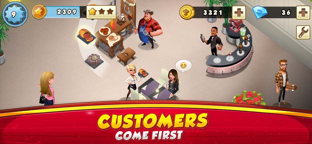 World Chef - Waitress serving a customer in a decorated fine dining restaurant in World Chef