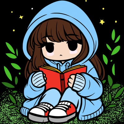 girl in oversized hoodie reading a book