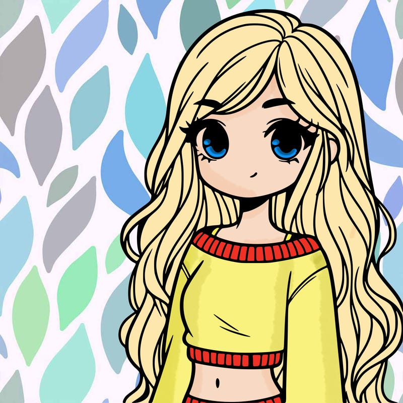 girl with long hair and a crop top with a sweater
