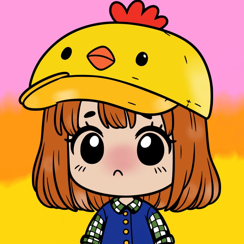 cute girl with chicken hat