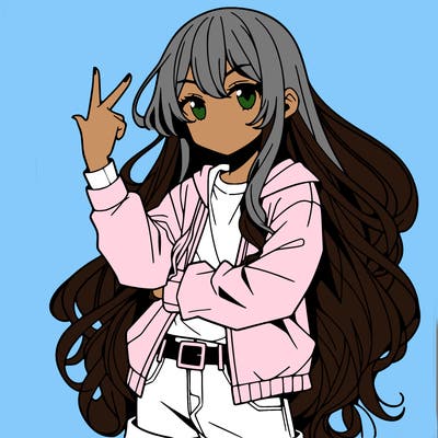 one anime girl with long hair and a cool pose
