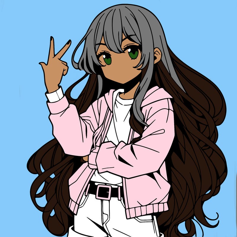 one anime girl with long hair and a cool pose