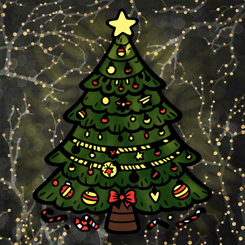 christmas tree with lots of details