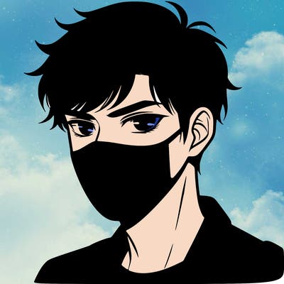 man with black mask and green eyes