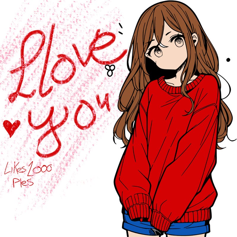 manga teen girl  in a sweater and baggy pants
