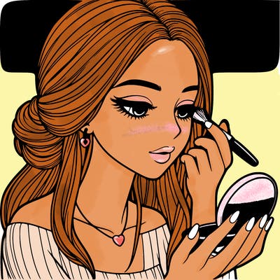 realistic girl doing makeup