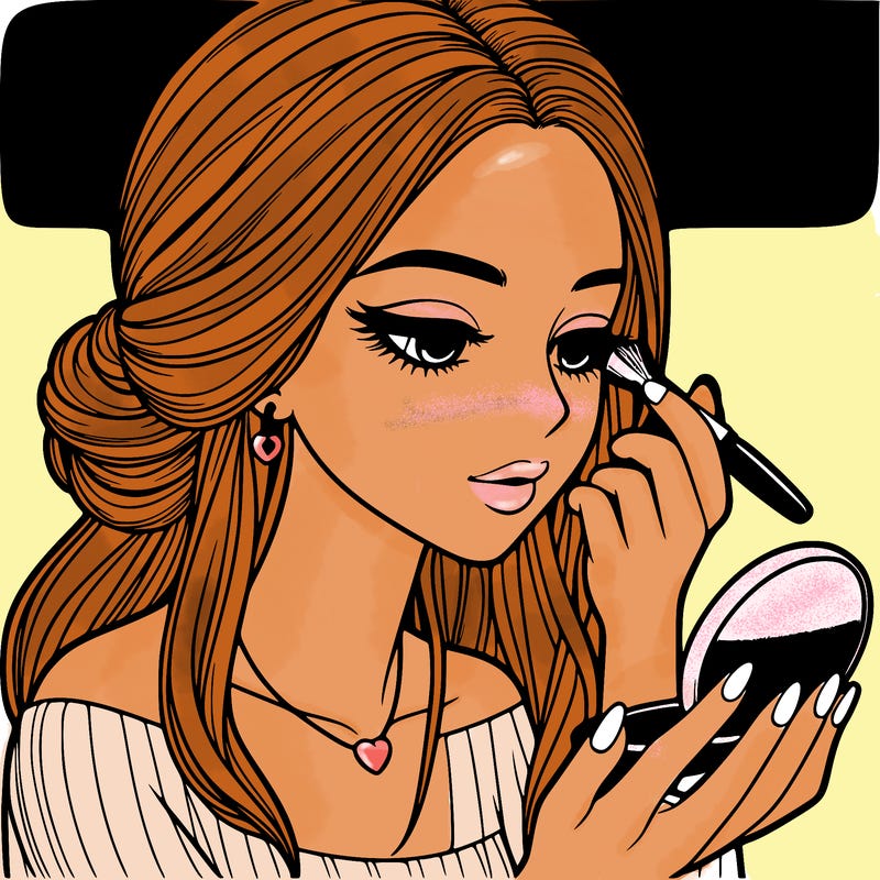 realistic girl doing makeup